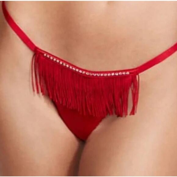 Victoria's Secret Sexy Red V-String Fringe Rhinestone Panty - L - Picture 5 of 5